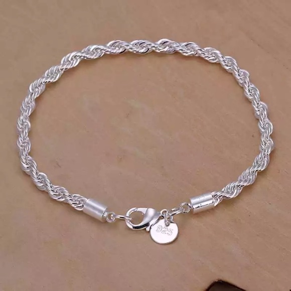 Sterling Silver Twist Rope Chain Bracelet - Picture 2 of 2